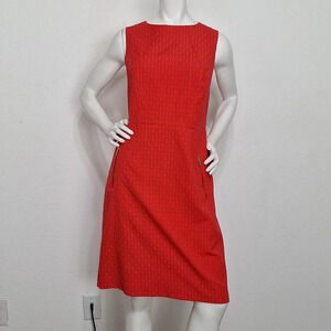 Liz Claiborne Preppy Red Textured Business Casual Sheath Midi Dress Size 14